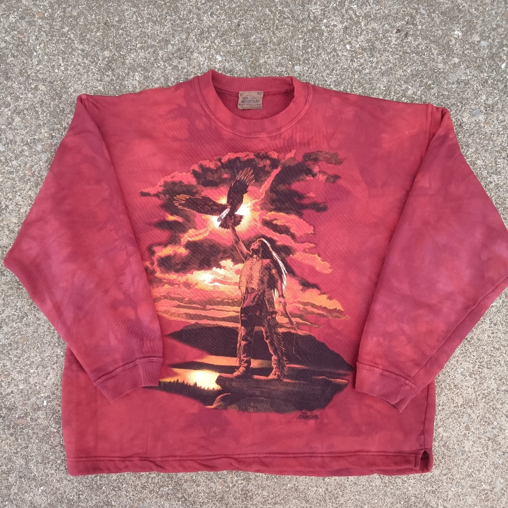 The Mountain Native American Red Tie Dye Eagle Sweatshirt Vintage Sweater